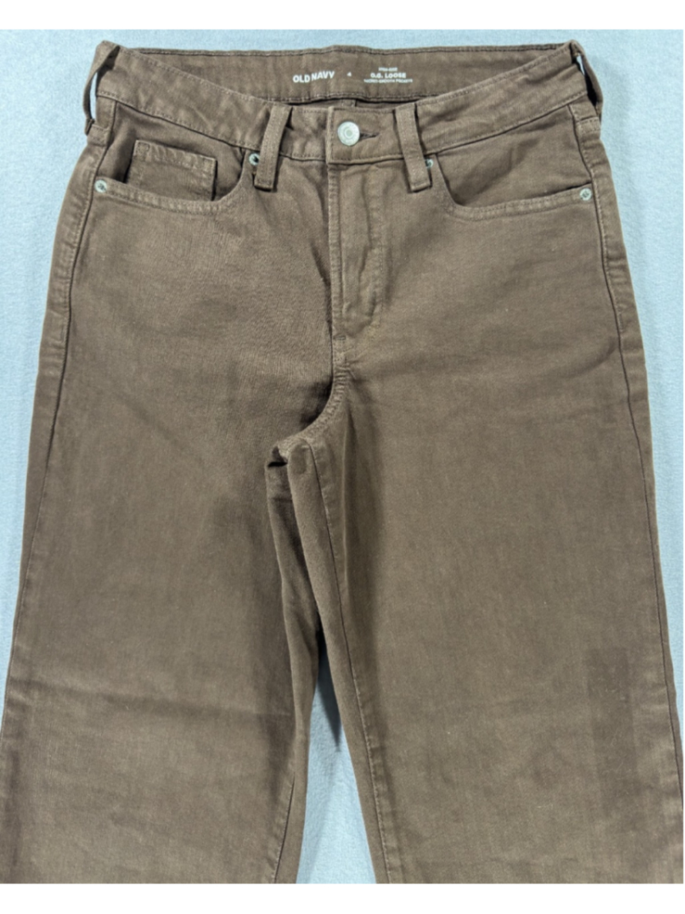 Old Navy Womens 4 High Rise OG Loose Jeans Brown Earthen Cotton Stretch NWOT - Picture 2 of 16